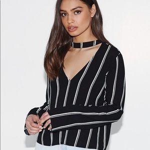 Kendall & Kylie Pacsun Striped Choker Long Sleeve